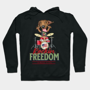 Funny cute Doxie rocking drums music Dachshund  mom dad gift Hoodie